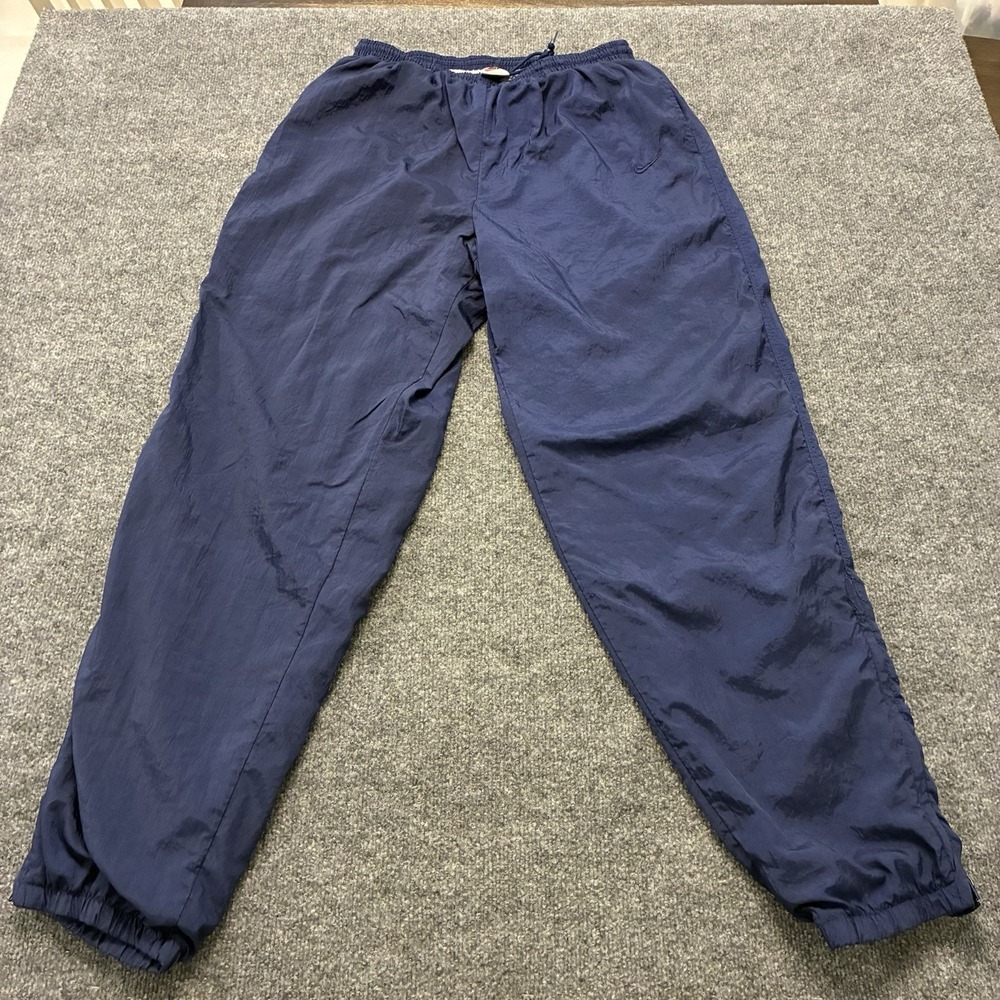 Vintage Y2K Nike Track Windbreaker Pants Lined Zipper Leg Baggy Fit Mens Large